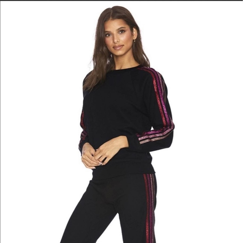 Beach Riot Metallic Stripe Sleeve Sweatshirt- Small